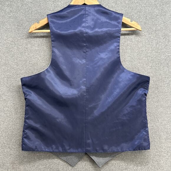Vintage Sears Roebuck PERMA-PREST Reversible Vest Men's 42R Large Navy Blue Grey - Picture 3 of 5